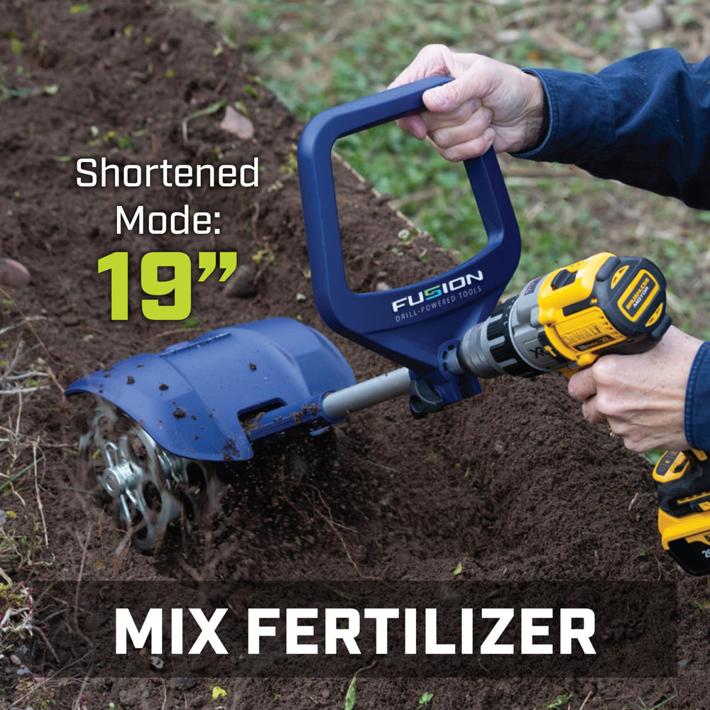 Fusion Drill Powered Tools size comparison showing lightweight 7 lb portability advantage