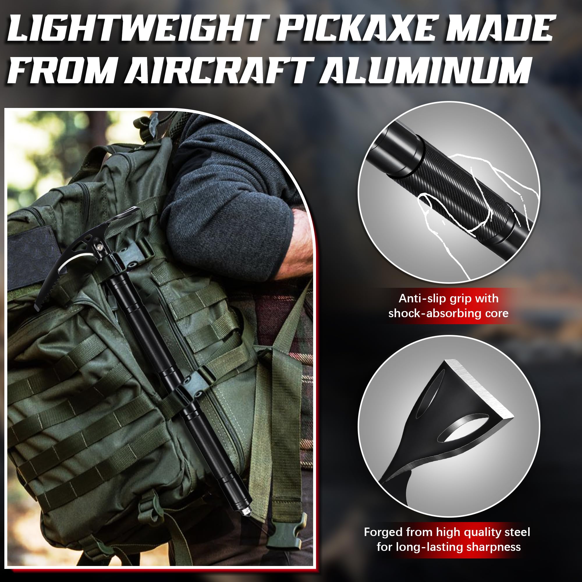 FUSIONKEI pick axe handle texture with anti-slip grip for secure comfortable use