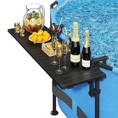 Future Way poolside bar front view showing full tabletop and frame, adds convenient surface