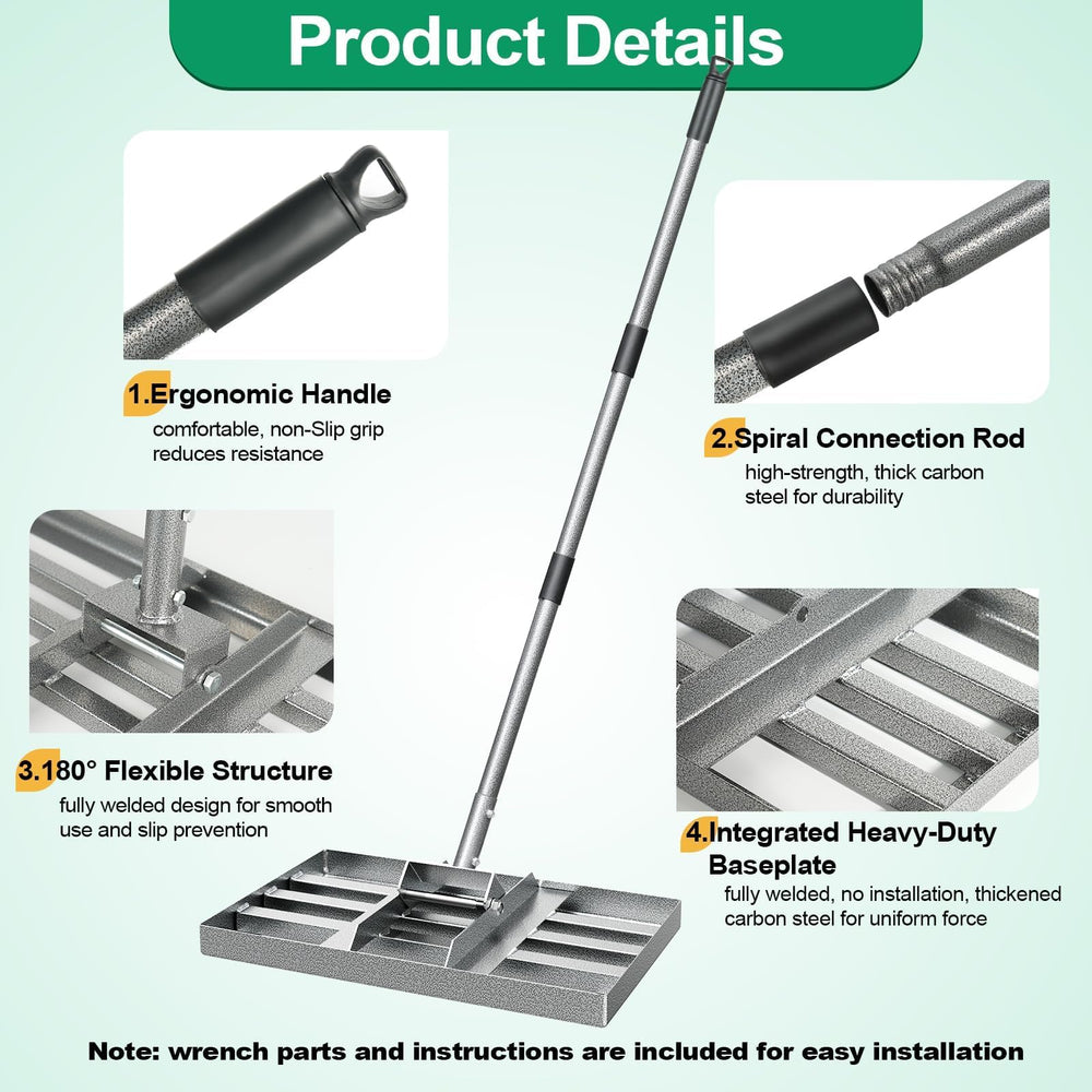 Fuuner long 57-inch handle shown for better reach and reduced bending while working
