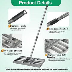 Fuuner long 57-inch handle shown for better reach and reduced bending while working