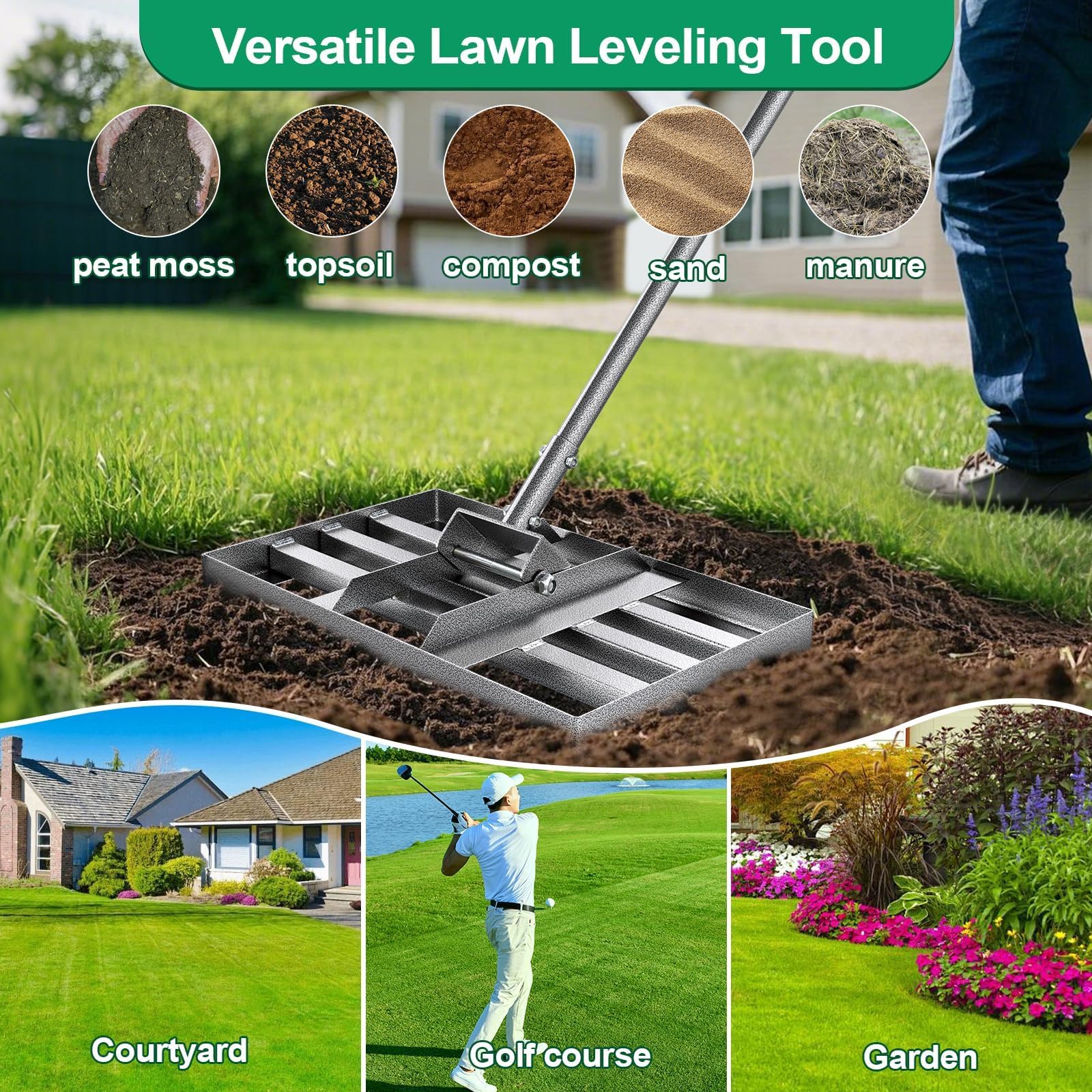 Fuuner in a backyard setting demonstrating practical use for yard leveling tasks