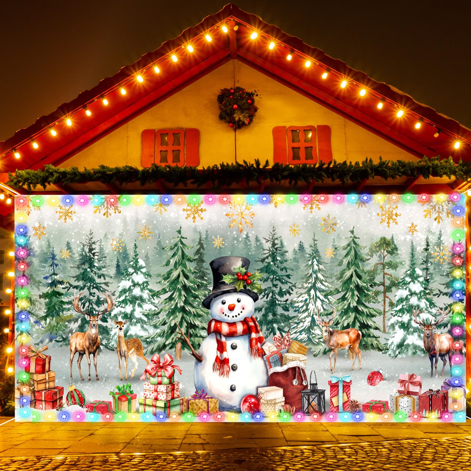 FuWeave front view banner showing full snowman scene and LED glow