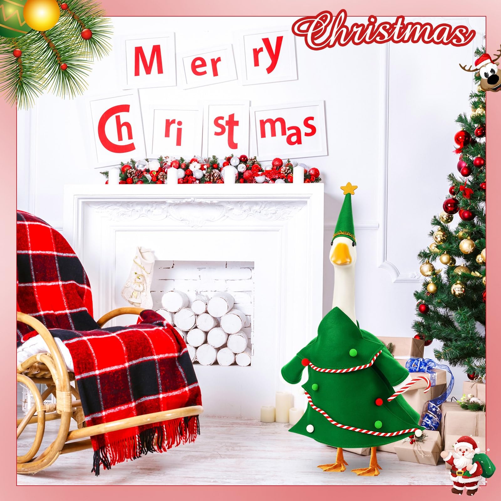 FuWeave lifestyle porch scene with dressed goose adding festive curbside attraction