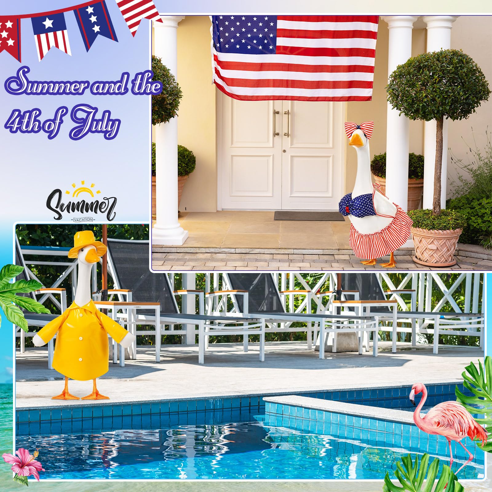 FuWeave dressed goose next to ruler showing fit for a 23-inch lawn goose and scale clarity