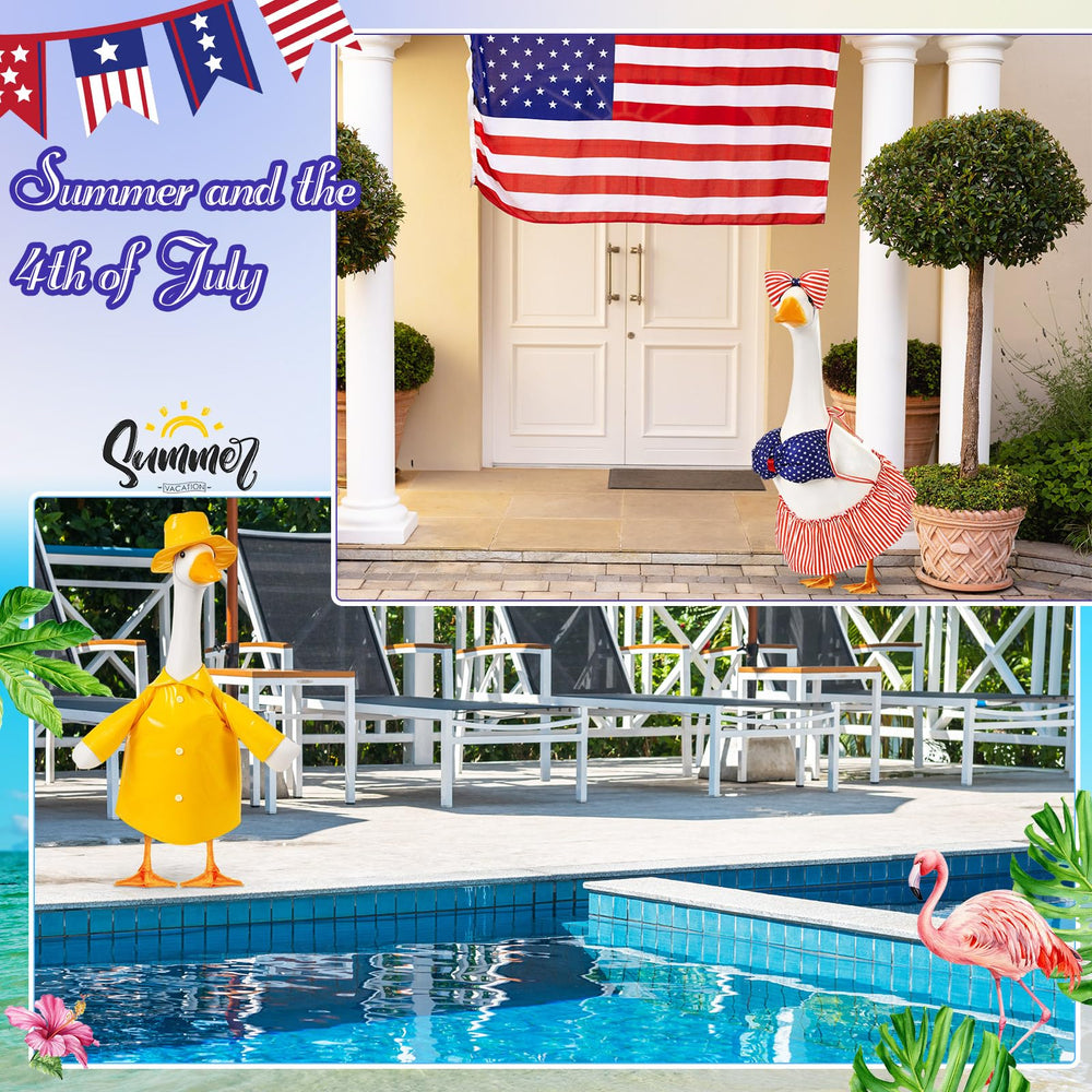 FuWeave dressed goose next to ruler showing fit for a 23-inch lawn goose and scale clarity