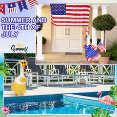 FuWeave goose wearing summer 4th of July outfit placed on porch for seasonal charm
