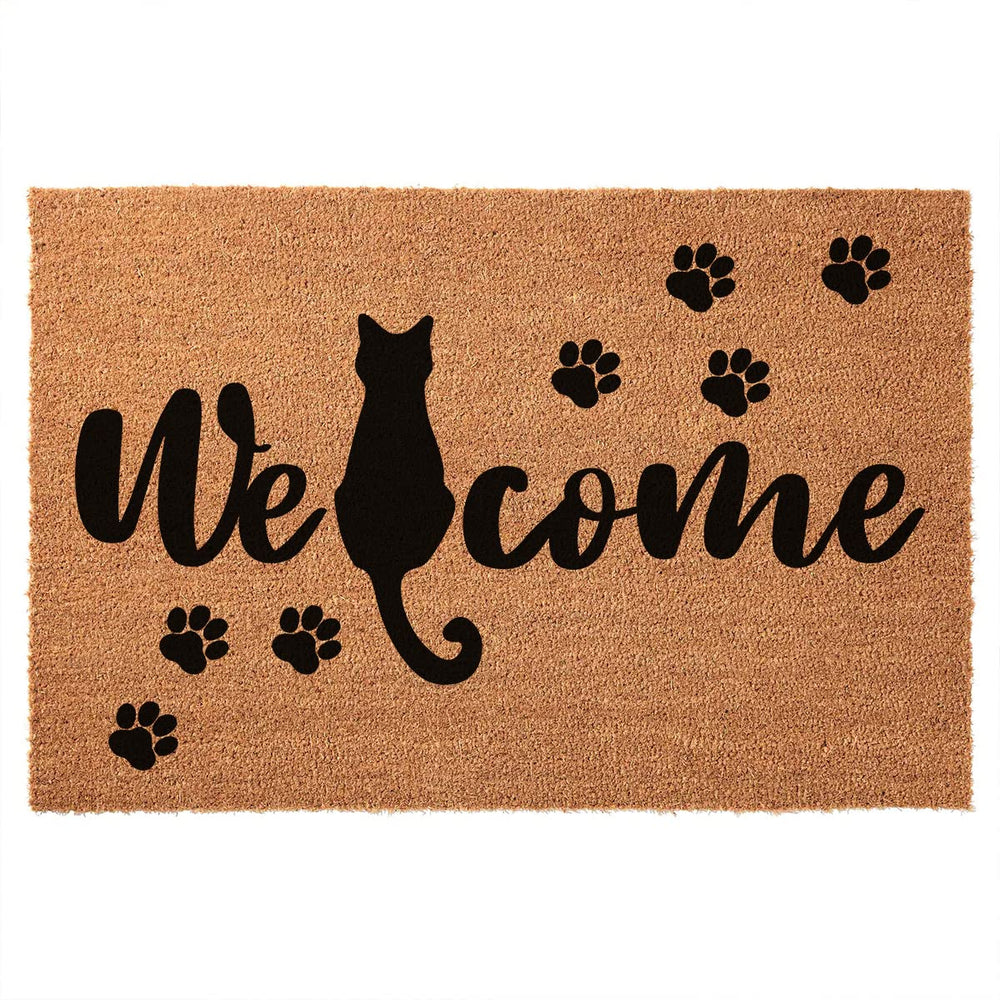 FUXKZJ front view black cat doormat welcoming guests and boosting curb appeal