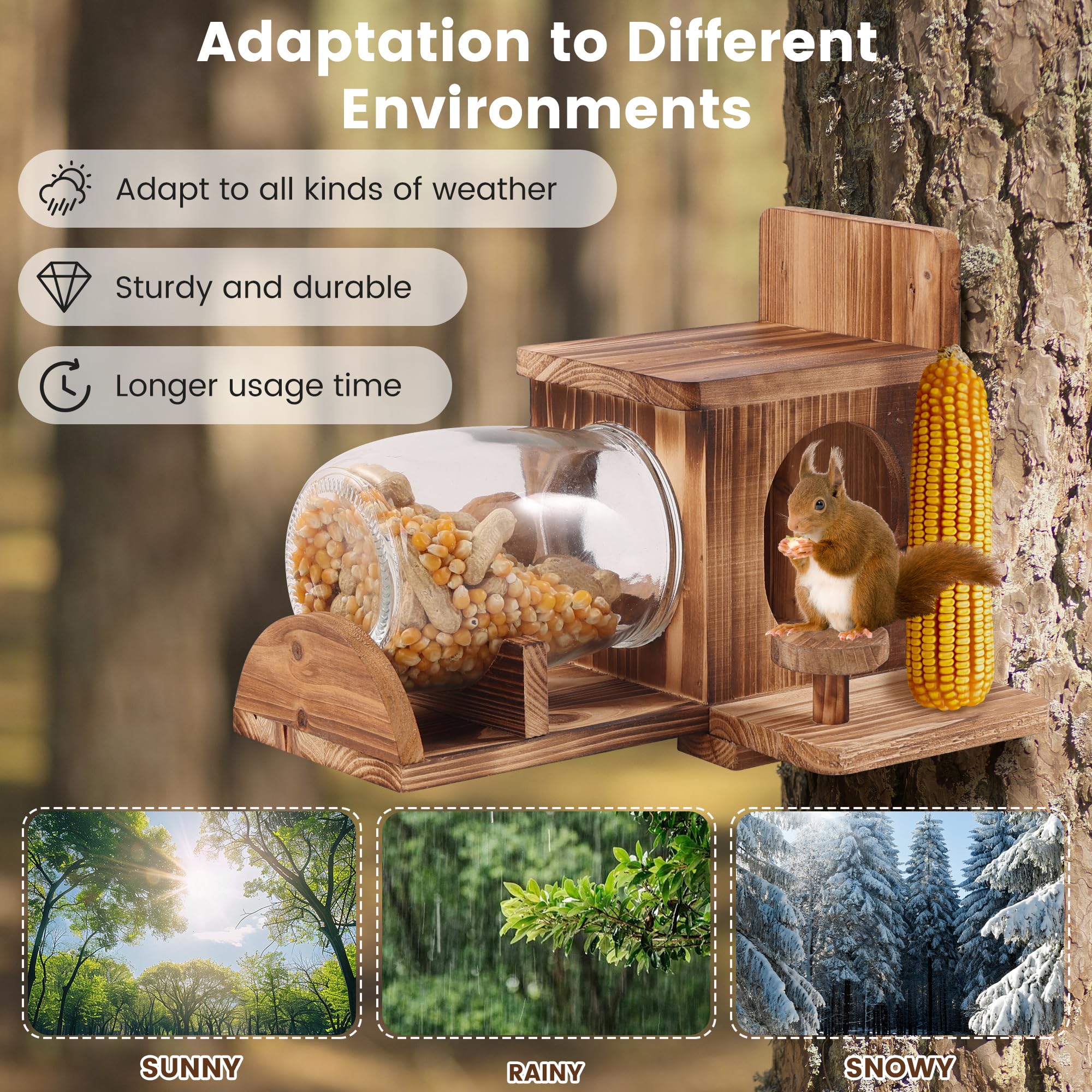 Fuzzipet feeder hanging in a garden tree attracting squirrels and enhancing outdoor viewing