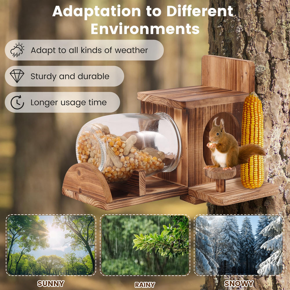 Fuzzipet feeder hanging in a garden tree attracting squirrels and enhancing outdoor viewing