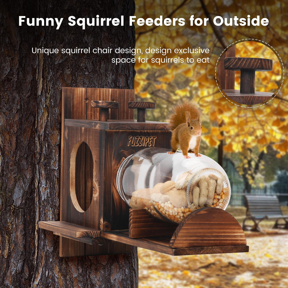 Fuzzipet hand next to feeder for scale, compact outdoor size and sturdiness