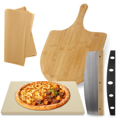 FVIEXE front view of 15x12 inch pizza stone showing full baking surface and edges