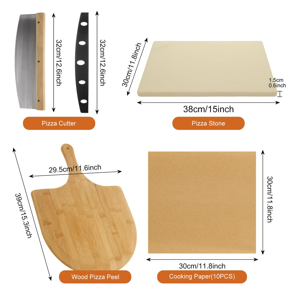 FVIEXE wooden pizza peel close-up highlighting handle and safe reach for loading