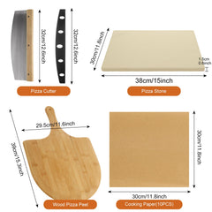 FVIEXE wooden pizza peel close-up highlighting handle and safe reach for loading