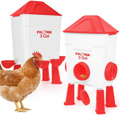 Fvlotrik front view showing combined feeder and waterer for easy replenishing