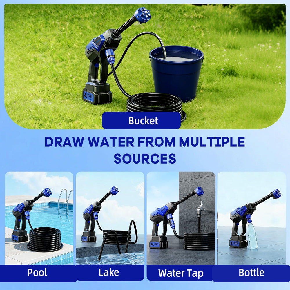 Fvrnoss next to a water bucket showing portable size and easy transport for outdoor tasks