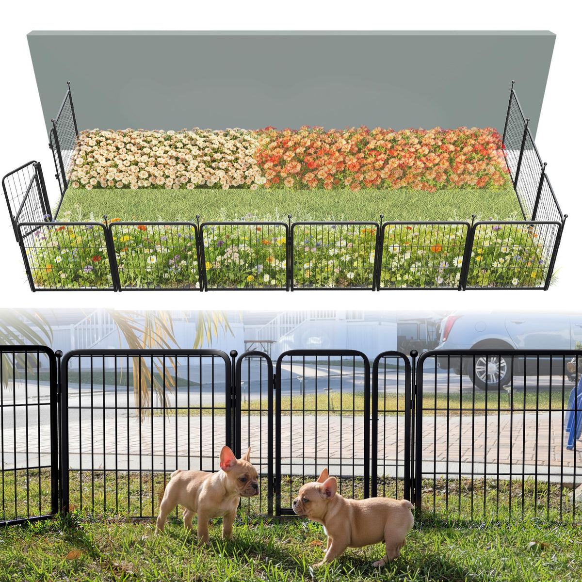 FXW front view of assembled fence showing complete coverage and protection