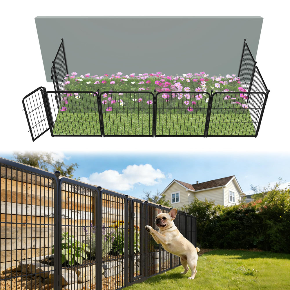 FXW front view of assembled fence showing full kit and neat garden edge benefit