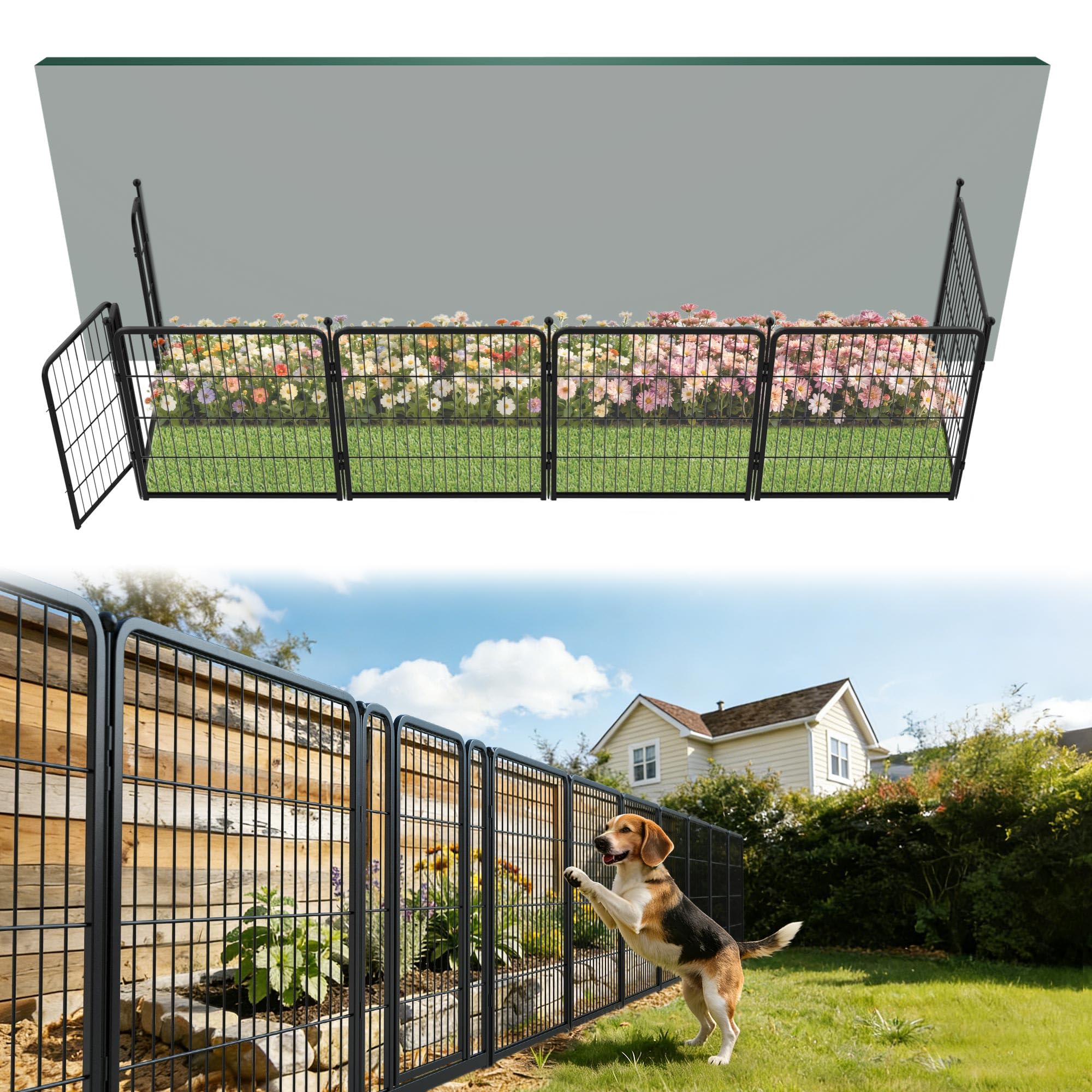 FXW front view of assembled fence showing full 32-inch height and access