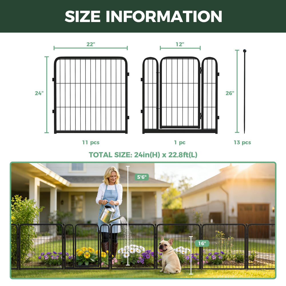 FXW fence beside foot and shovel illustrating size and scale for yards