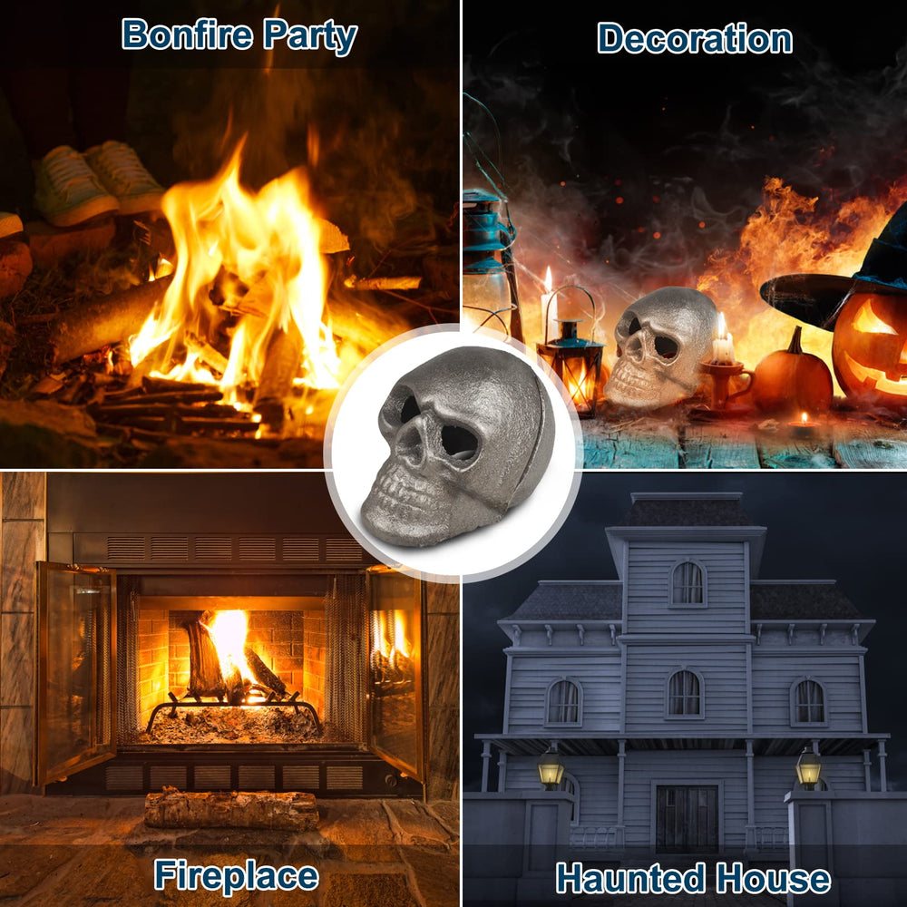 FYZTCOCPT skulls in an outdoor fire pit creating spooky atmosphere and long-lasting decor