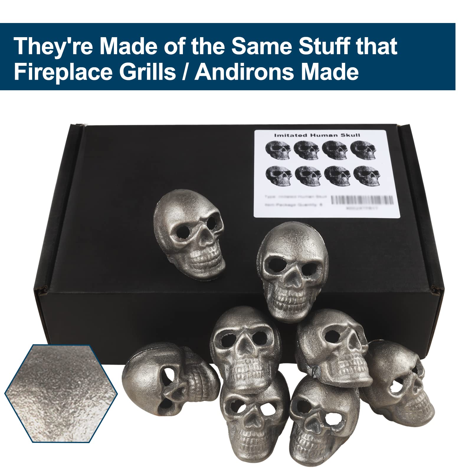 FYZTCOCPT skull beside ruler showing 2.3-inch size for accurate scale and placement
