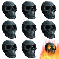 FYZTCOCPT front-view of eight metal skulls showing realistic texture and durable finish