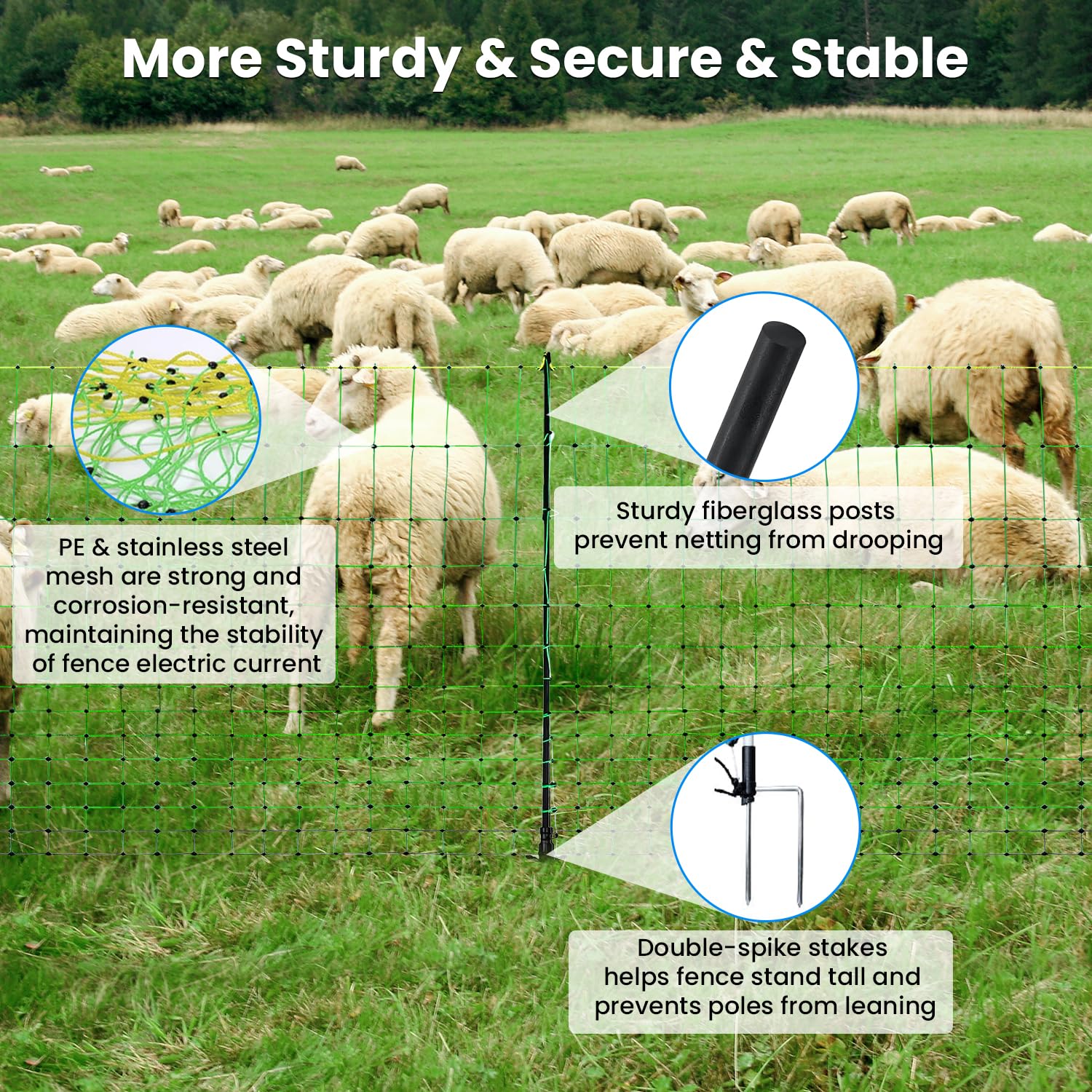 FZIFZI double-pointed steel stake securing base, strong anchoring in soil