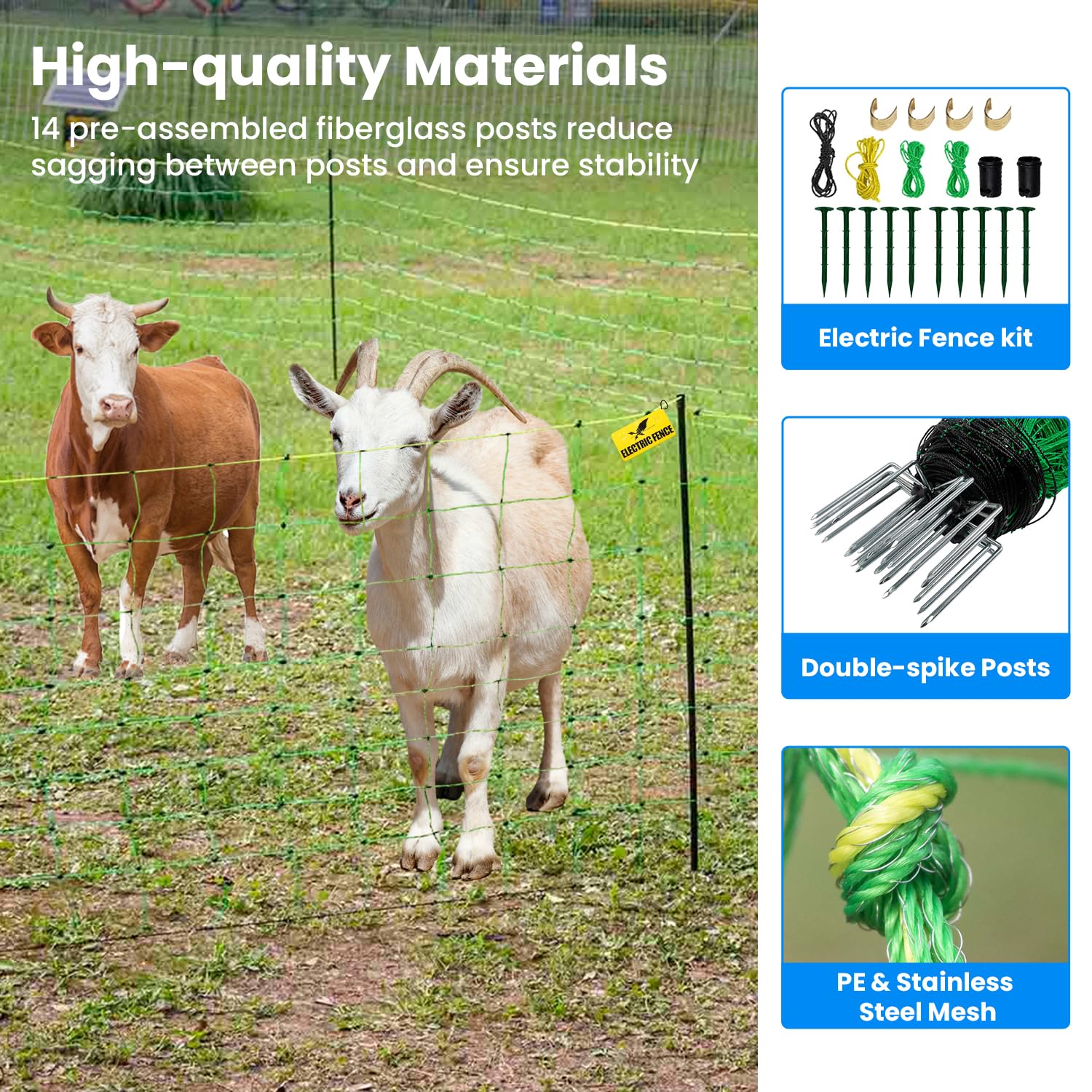 FZIFZI fiberglass post detail inserted in net for flexibility and lasting support