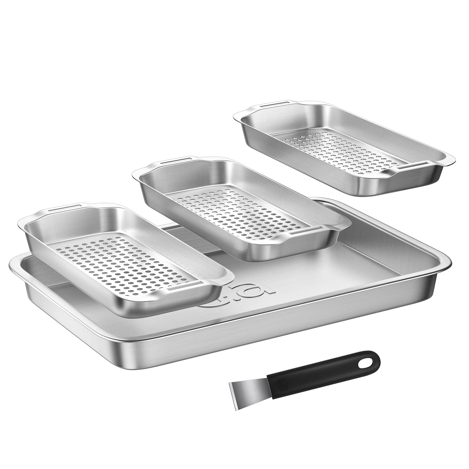 G.a HOMEFAVOR front view of full three-piece grill basket set showing organized grilling benefit
