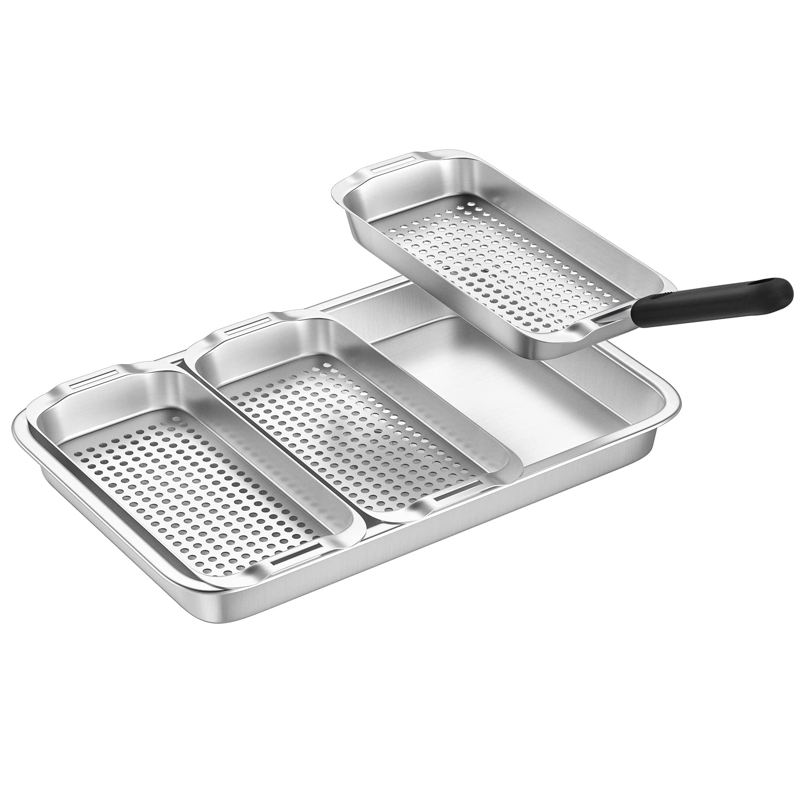 G.a HOMEFAVOR universal handle attached to basket demonstrating stable grip and safe flipping benefit