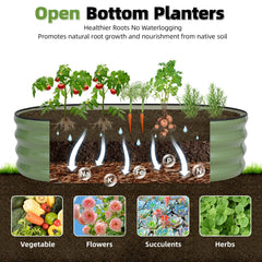 G GOOD GAIN planted bed filled with vegetables demonstrating healthy drainage and productive planting