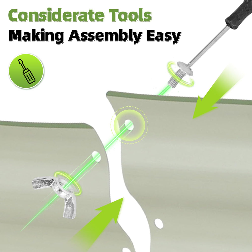G GOOD GAIN raised bed next to included tools and gloves showing quick assembly readiness