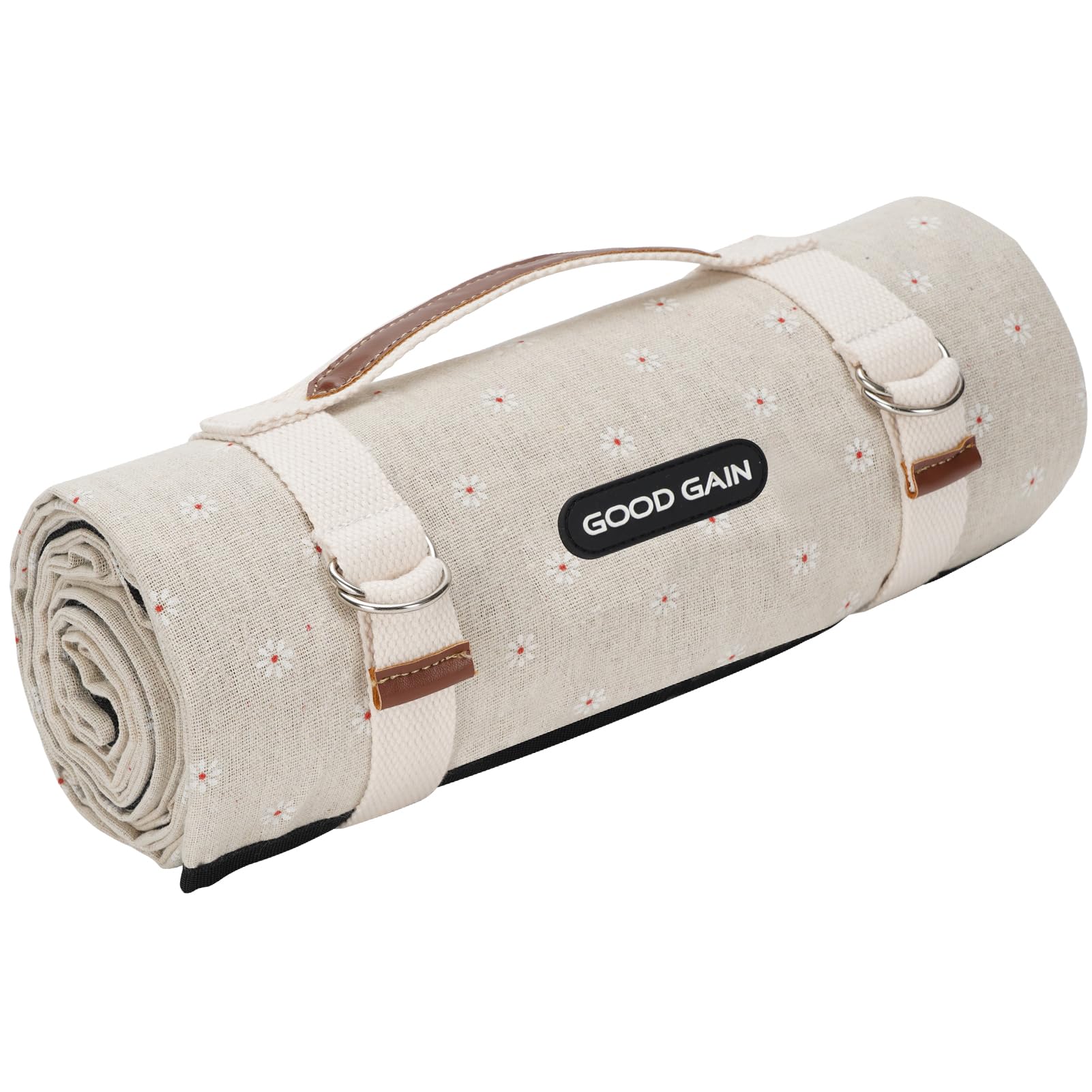 G GOOD GAIN folded blanket with strap showing compact carry convenience