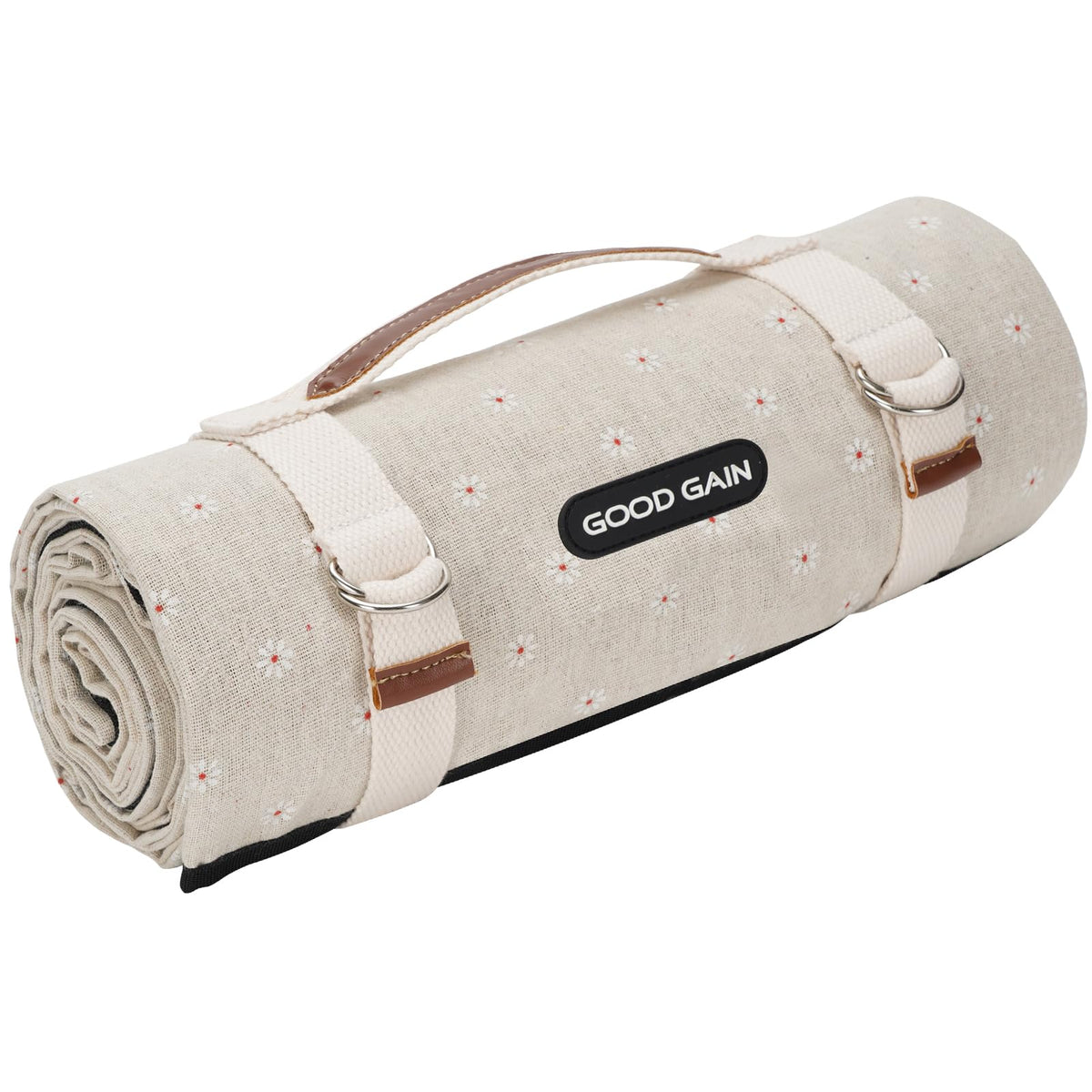 G GOOD GAIN folded blanket with strap showing compact carry convenience