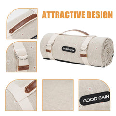 G GOOD GAIN linen-textured top close-up offering breathable, sand-resistant feel