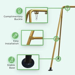 G TALECO GEAR stand with hammock chair in use offering relaxing swing benefit