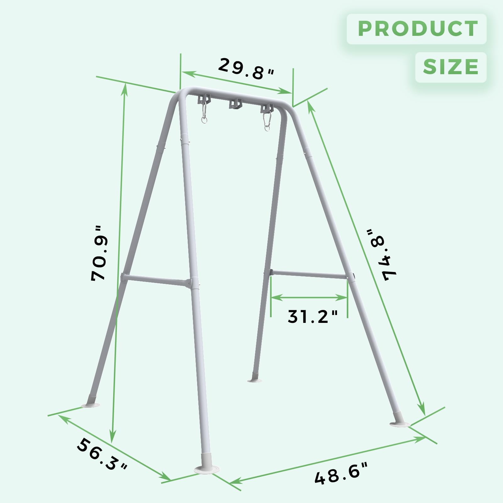 G TALECO GEAR stand next to a chair for scale showing compact footprint and space-saving benefit