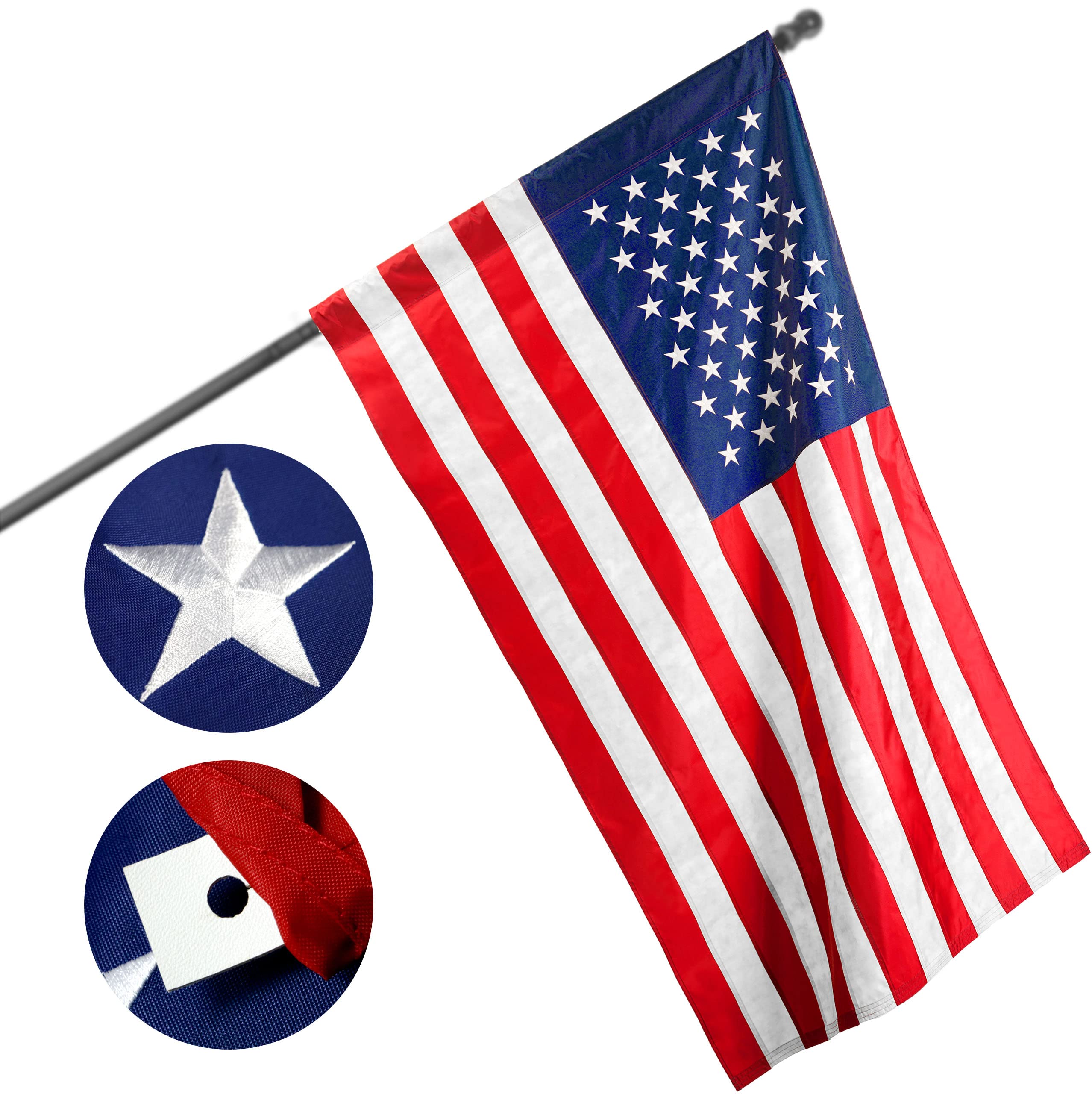 G128 front view 3x5 flag showing bold colors and neat finish for visual impact