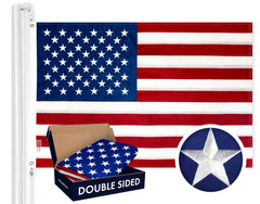 G128 front view of 3x5 ft flag showing embroidered stars and sewn stripes for a crisp look
