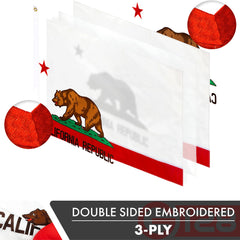 G128 California flag back view showing mirrored embroidery and crisp details