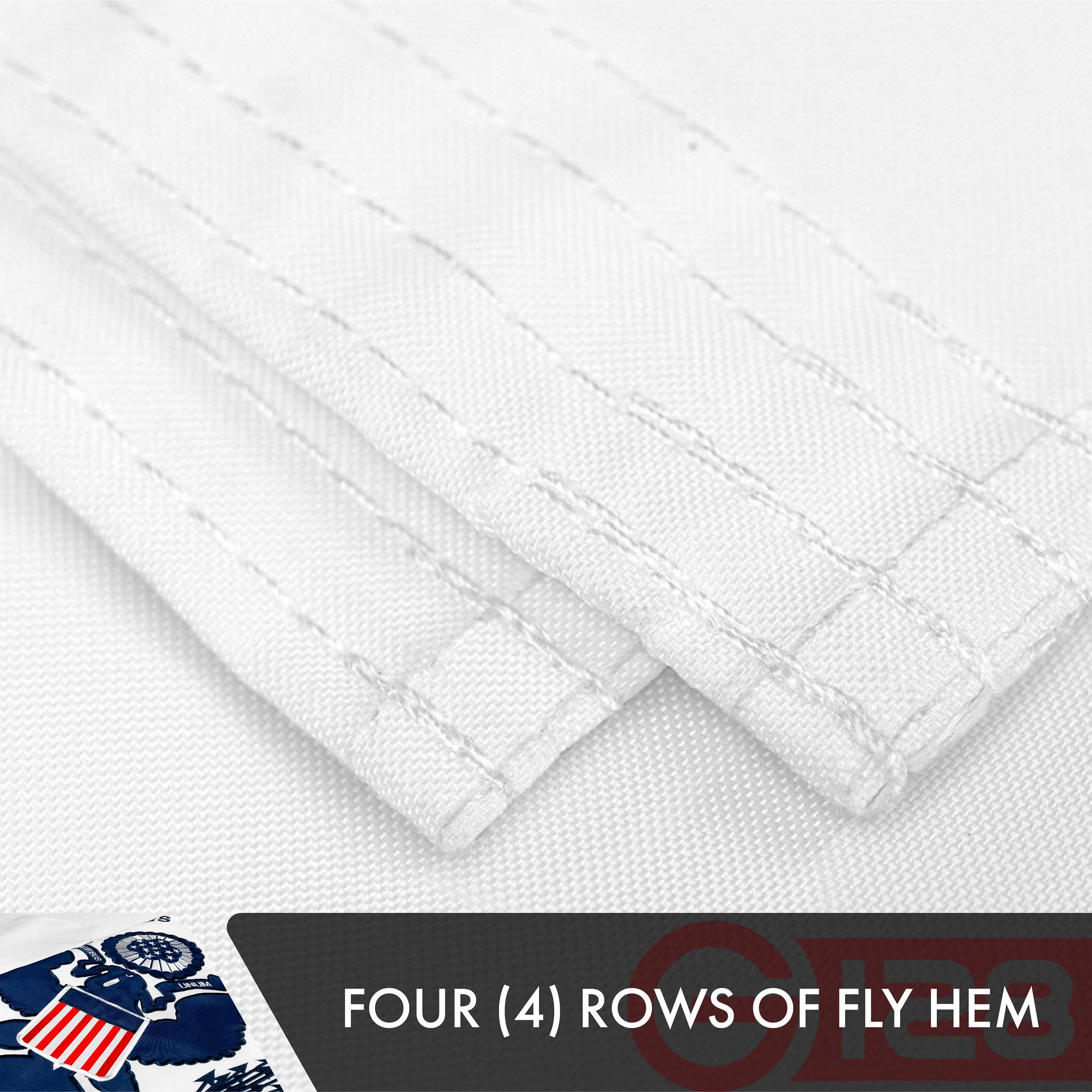 G128 folded flag for storage showing 3x5 ft scale and portability benefit