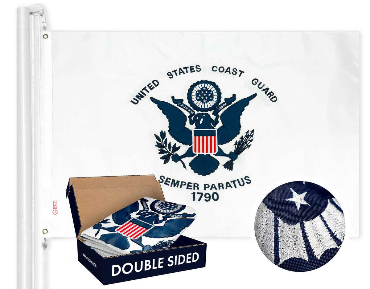 G128 Coast Guard flag front view showing clear emblem and durable look