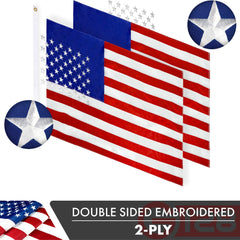 G128 close-up of embroidered stars on both sides showcasing durable double-sided detail