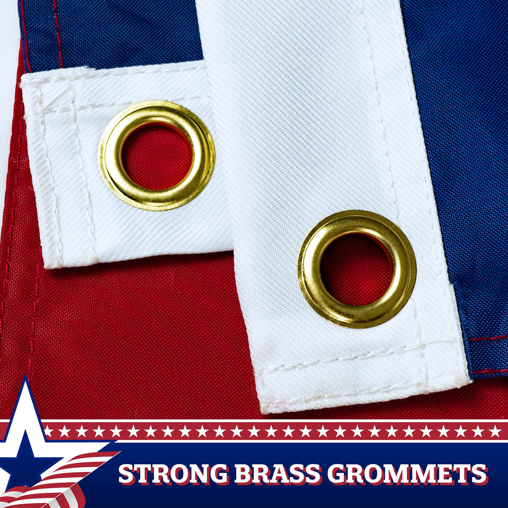G128 close-up of embroidered stars highlighting durable stitched detail and clarity