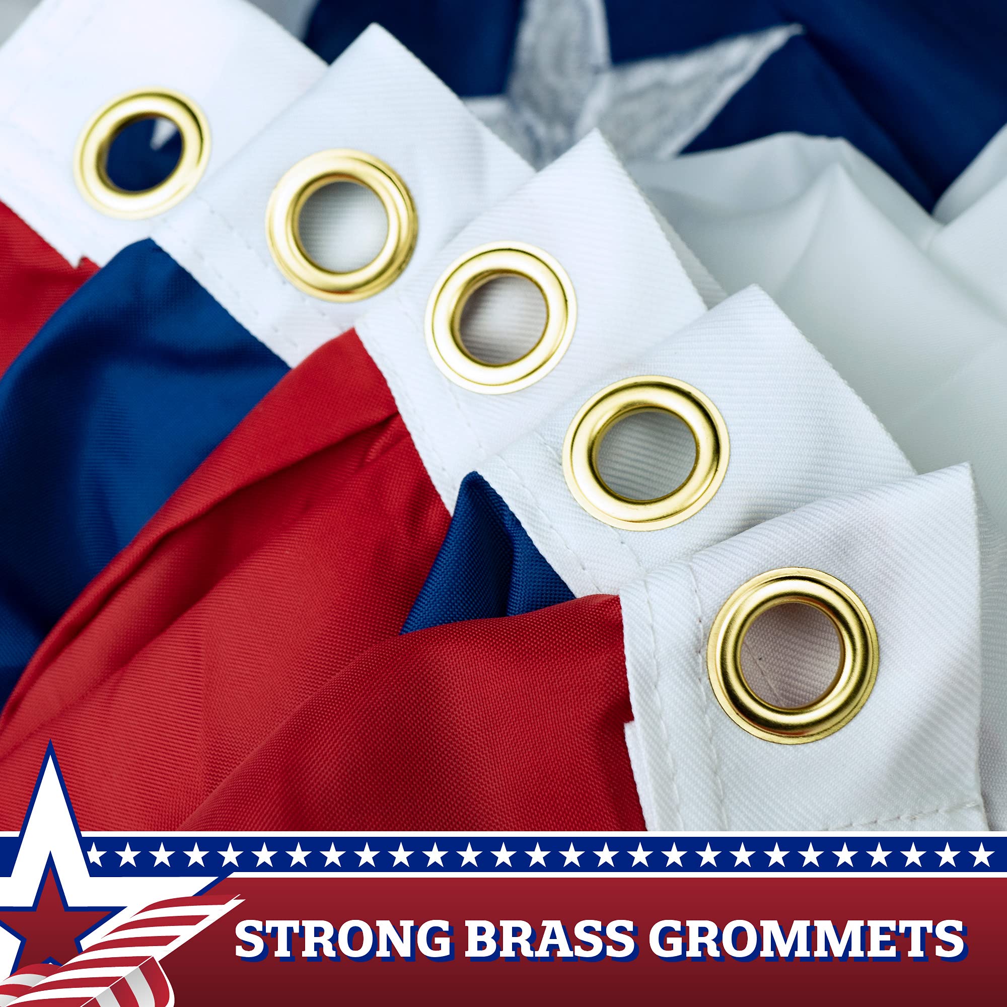 G128 close-up of embroidered white stars offering a sharp, premium patriotic look