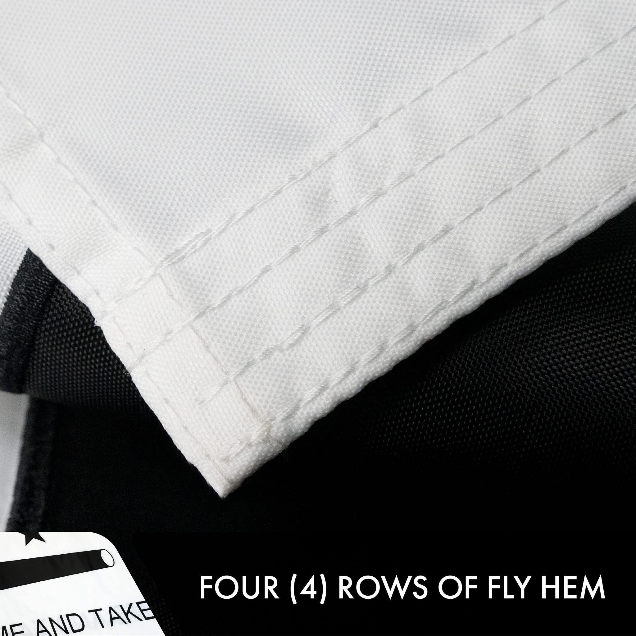 G128 reinforced hem stitching close-up showing four rows of lockstitch for long life