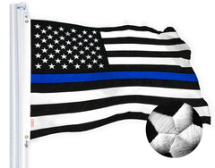 G128 front view of 3x5 ft Thin Blue Line flag showing bold contrast and honor