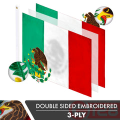 G128 Mexican flag back close-up embroidery ensuring correct emblem visibility and longevity