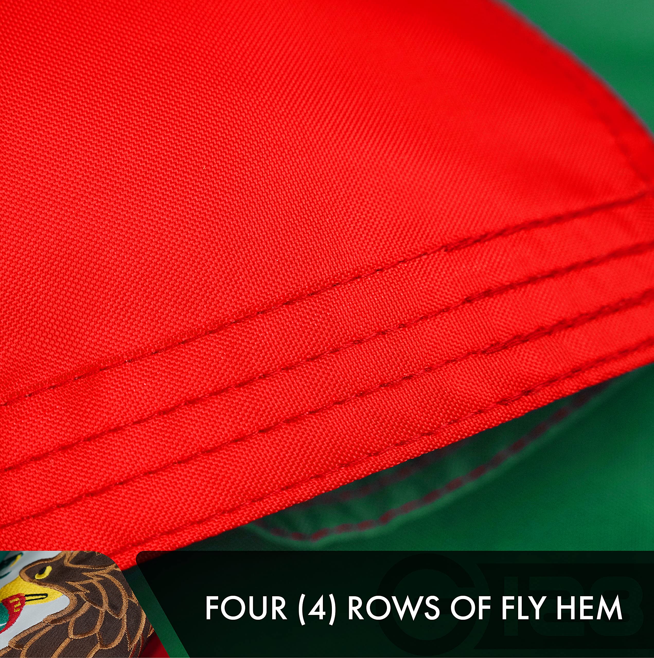 G128 Mexican flag fabric texture of 210D polyester showing durable weave and weather resistance